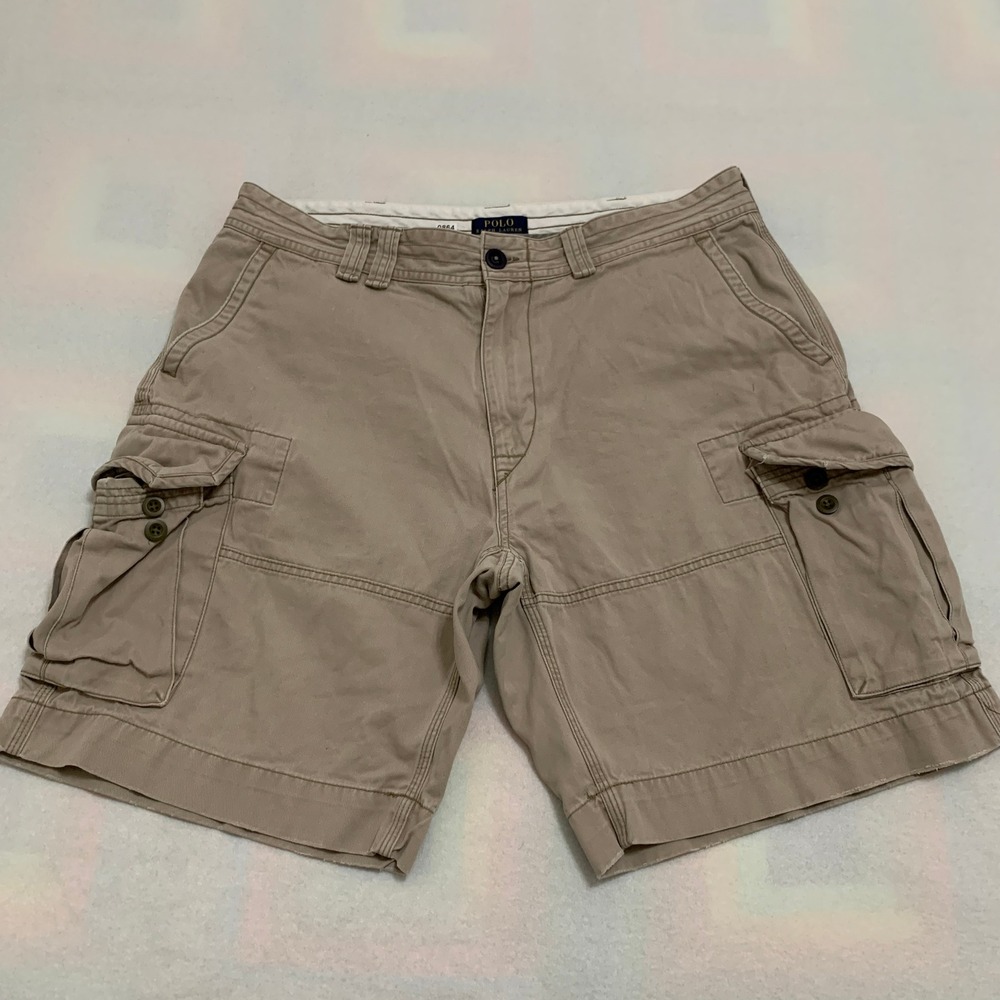 Polo Ralph Lauren Cargo Shorts Men's 38 Khaki Classic Rugged Cotton 10" Inseam